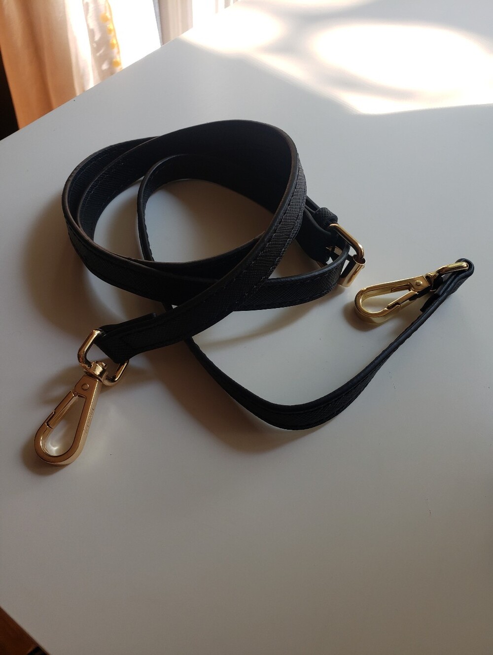 Black 48" Long  Crossbody Strap with Gold Hardware